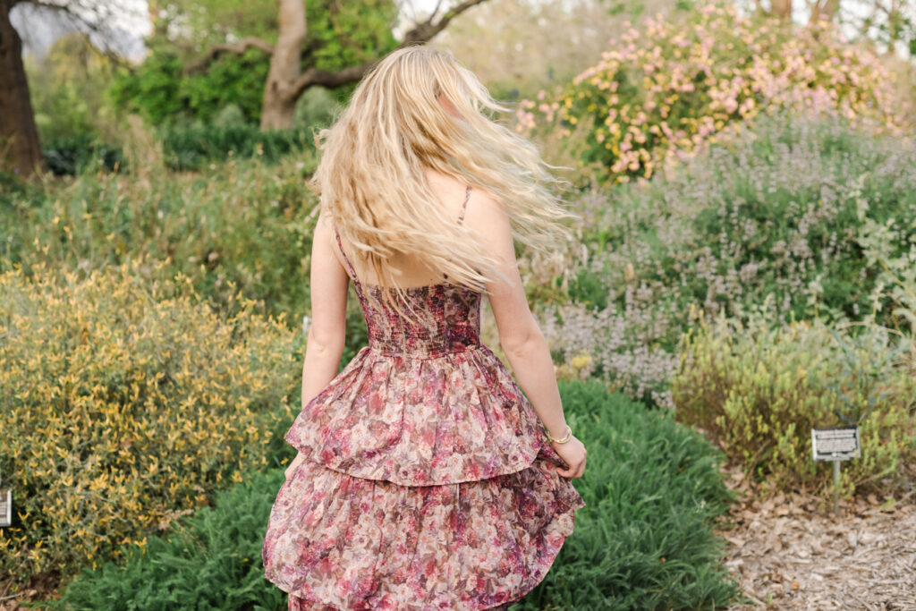 senior session at the arboretum